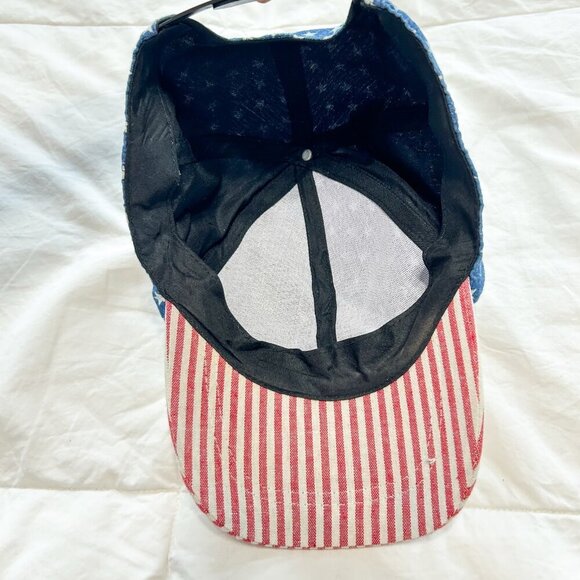 Stars & Stripes Red White Blue American Flag Baseball Cap Adjustable 100% Cotton - Picture 4 of 5
